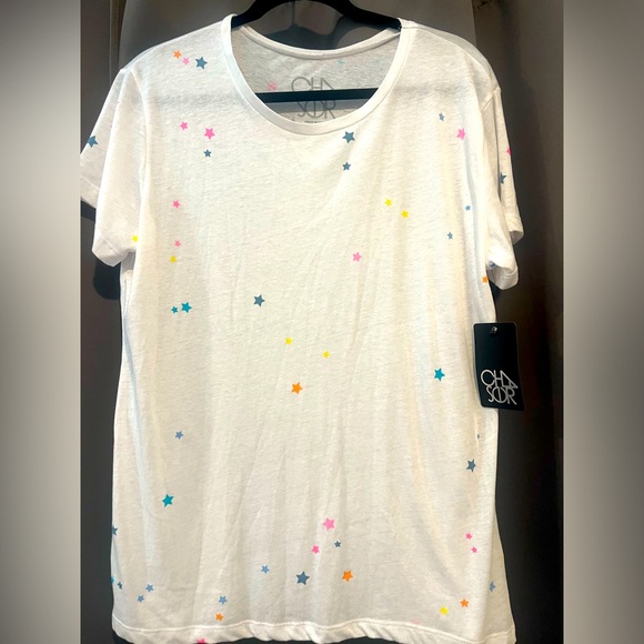 Chaser Tops - Chaser women colorful star t-shirt, size extra large new with tags